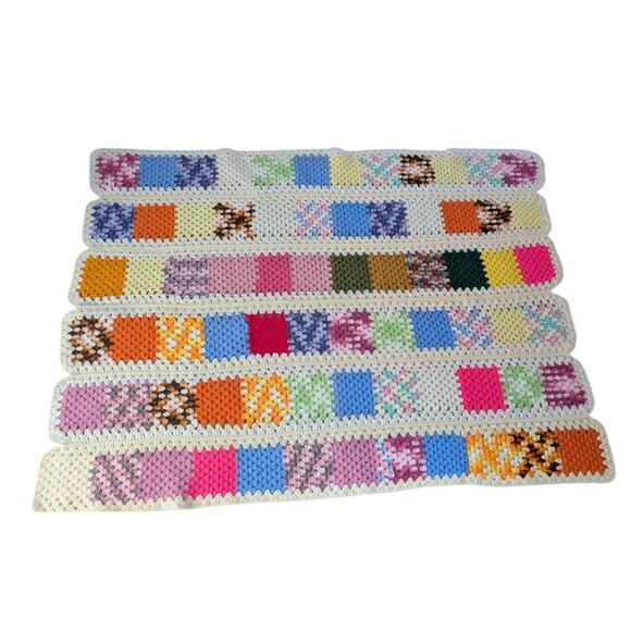 Handmade Granny Square Multicolor Knit Crochet Afghan Blanket Throw 46 X 60 inch - Picture 6 of 6